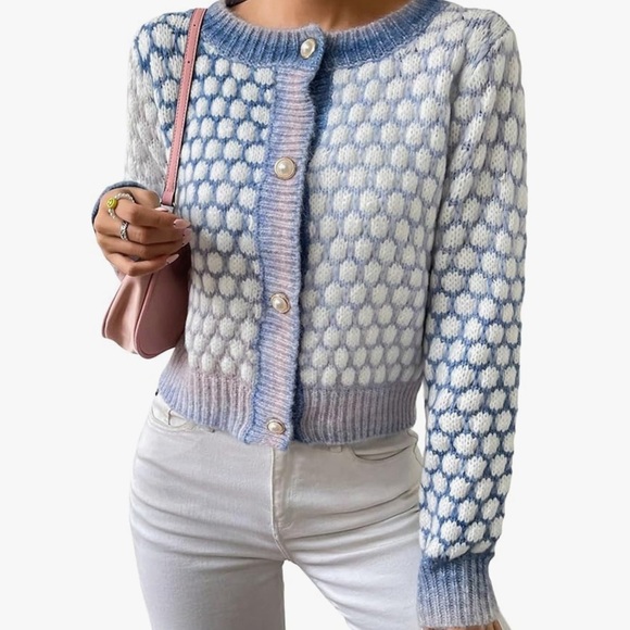 Blue and White Women's Sweater - Picture 1 of 3